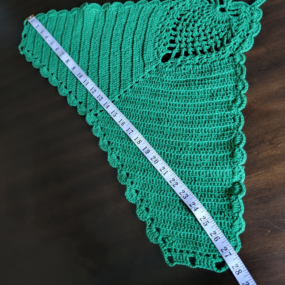 HAND-KNITTED Womens Green Halter Top with Adjustable Straps (One Size) - Picture 8 of 11